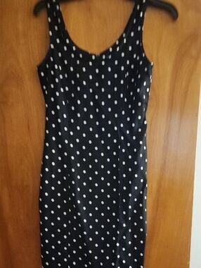 VINTAGE Black Polka Dot Mini Dress - Sleek Sleeveless Style